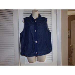 Vintage Susan‎ Bristol denim vest/top turn lock closure L Excellent